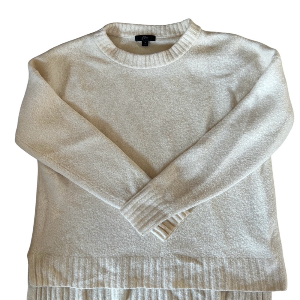 J. Crew Crewneck Sweater Sz S Super Soft Oversized Pullover Wool Alpaca Cream - Picture 2 of 7